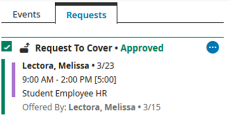 Request to Cover Approved