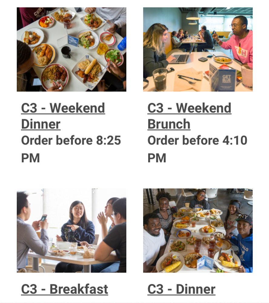 Viewing meal types