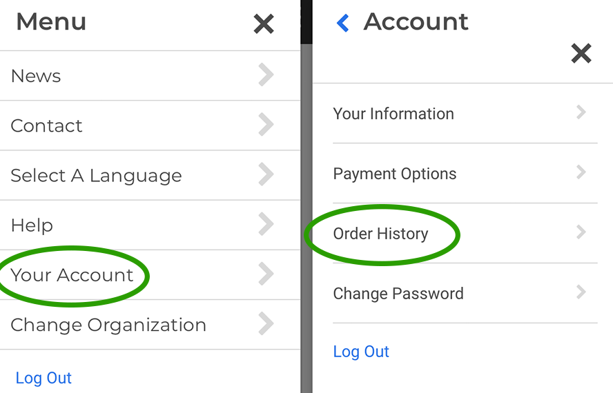 Menu > Your Account